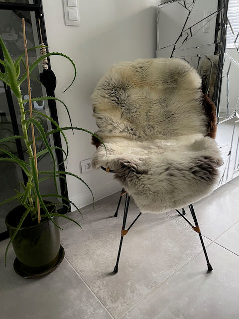 Creme/taupe/bruin schapenvacht