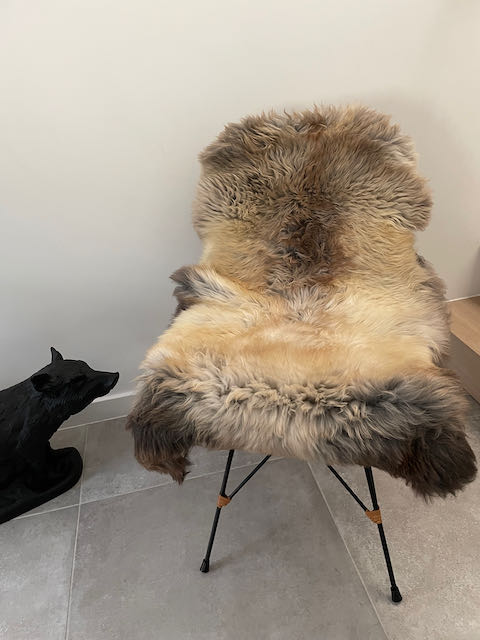 Bruin/ beige/ creme schapenvacht