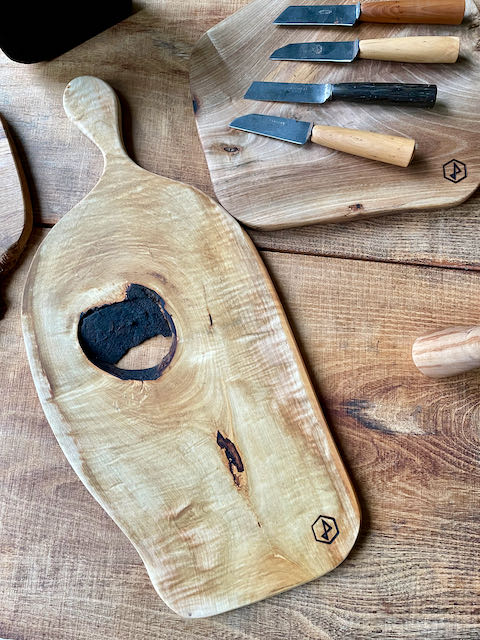Serving board in wild chestnut