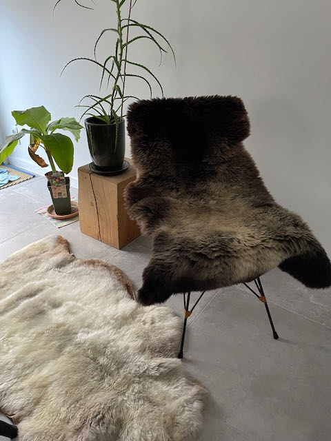 Bruin/ beige schapenvacht