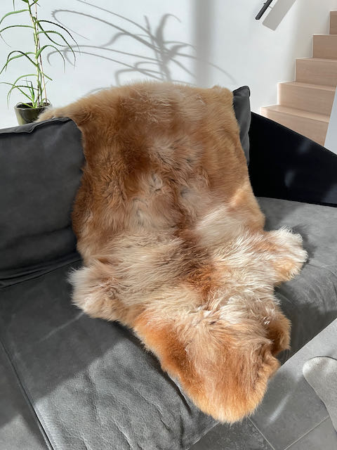 Camel/ beige XL schapenvacht